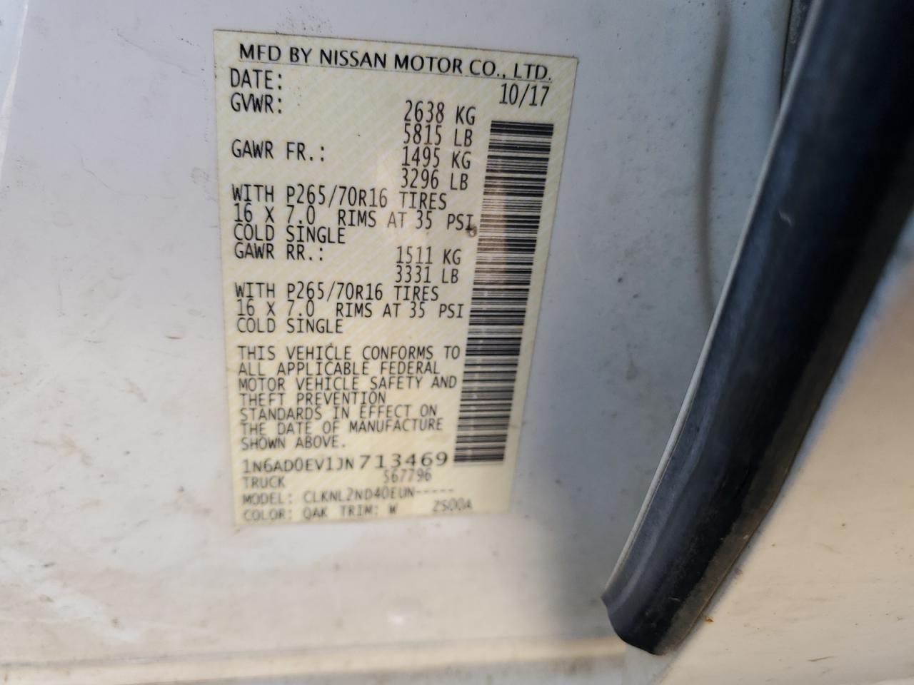 Photo 11 VIN: 1N6AD0EV1JN713469 - NISSAN NAVARA (FRONTIER) 