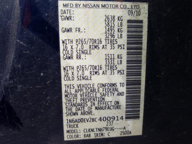 Photo 9 VIN: 1N6AD0EV2BC400914 - NISSAN FRONTIER S 