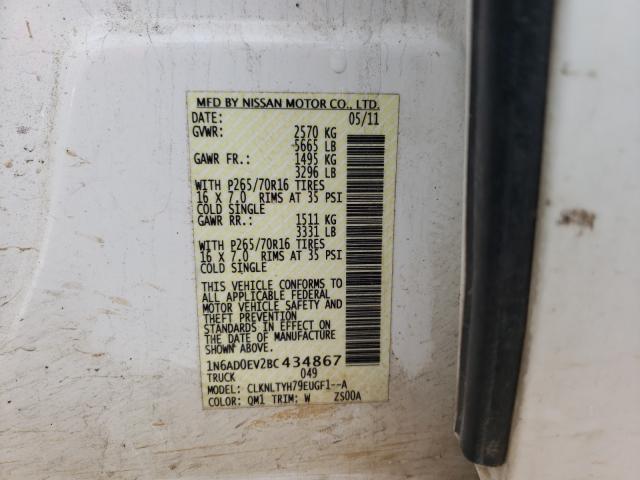 Photo 9 VIN: 1N6AD0EV2BC434867 - NISSAN FRONTIER S 