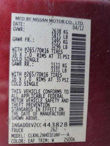 Photo 11 VIN: 1N6AD0EV2CC443828 - NISSAN FRONTIER 