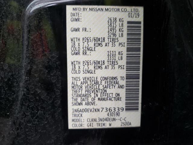 Photo 9 VIN: 1N6AD0EV2KN736339 - NISSAN FRONTIER 