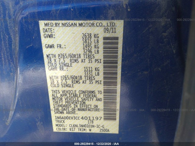 Photo 8 VIN: 1N6AD0EV3CC401197 - NISSAN FRONTIER 