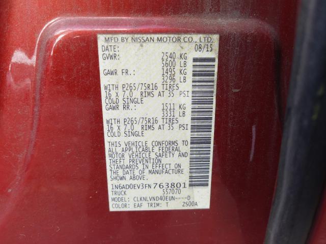 Photo 9 VIN: 1N6AD0EV3FN763801 - NISSAN FRONTIER S 