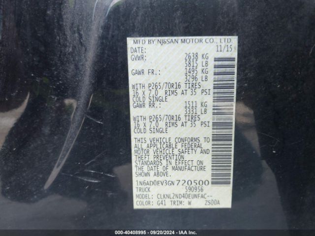 Photo 8 VIN: 1N6AD0EV3GN720500 - NISSAN FRONTIER 