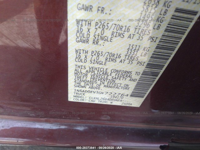 Photo 8 VIN: 1N6AD0EV3GN722764 - NISSAN FRONTIER 