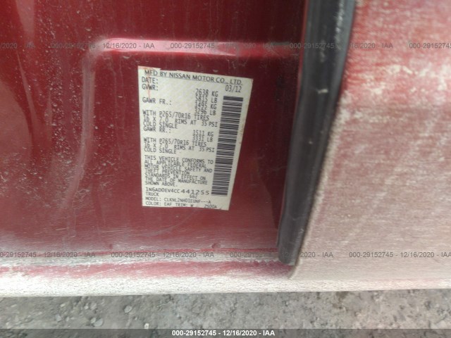 Photo 8 VIN: 1N6AD0EV4CC441255 - NISSAN FRONTIER 