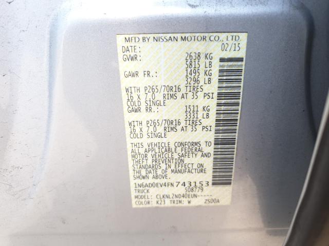 Photo 9 VIN: 1N6AD0EV4FN743153 - NISSAN FRONTIER S 