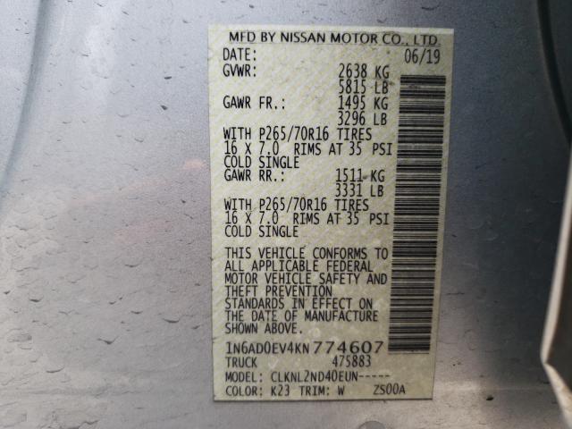 Photo 9 VIN: 1N6AD0EV4KN774607 - NISSAN FRONTIER S 