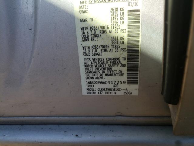 Photo 9 VIN: 1N6AD0EV6AC417259 - NISSAN FRONTIER C 