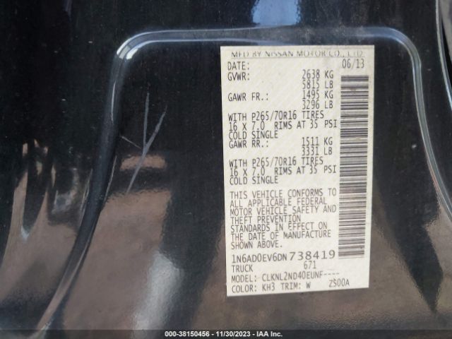 Photo 8 VIN: 1N6AD0EV6DN738419 - NISSAN FRONTIER 