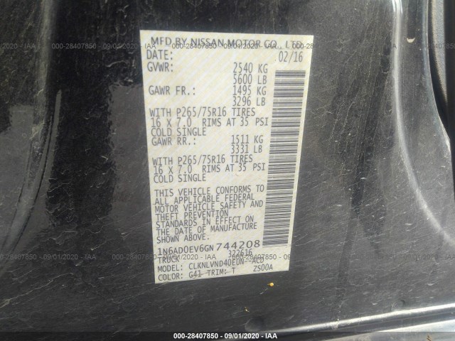 Photo 8 VIN: 1N6AD0EV6GN744208 - NISSAN FRONTIER 