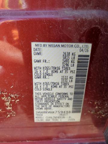 Photo 11 VIN: 1N6AD0EV6GN759498 - NISSAN FRONTIER S 