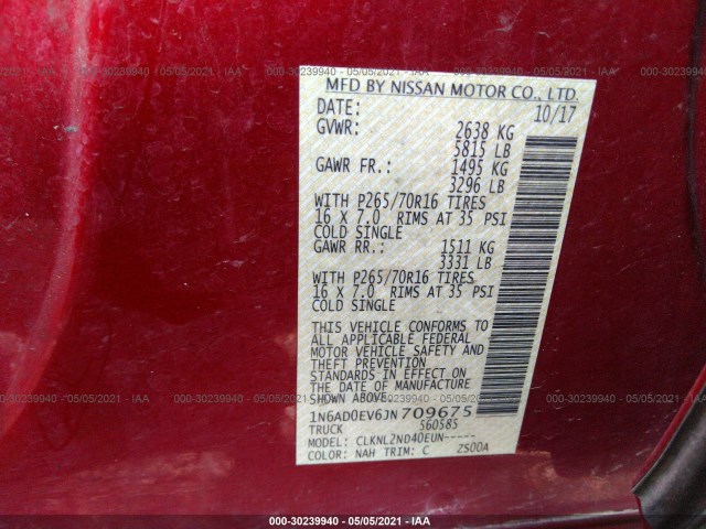 Photo 8 VIN: 1N6AD0EV6JN709675 - NISSAN FRONTIER 