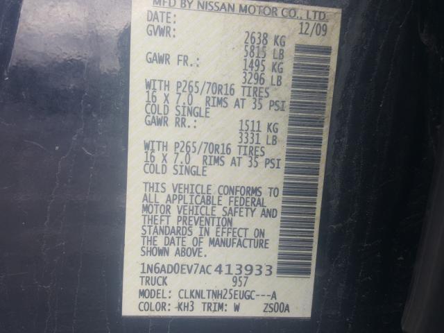 Photo 9 VIN: 1N6AD0EV7AC413933 - NISSAN FRONTIER C 