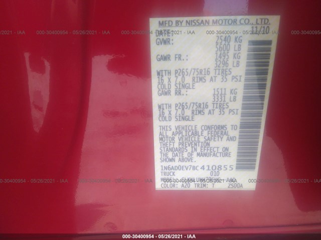 Photo 8 VIN: 1N6AD0EV7BC410855 - NISSAN FRONTIER 