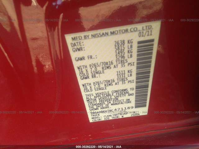 Photo 8 VIN: 1N6AD0EV7BC421189 - NISSAN FRONTIER 