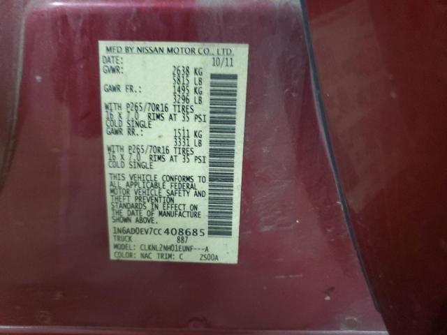 Photo 12 VIN: 1N6AD0EV7CC408685 - NISSAN FRONTIER S 