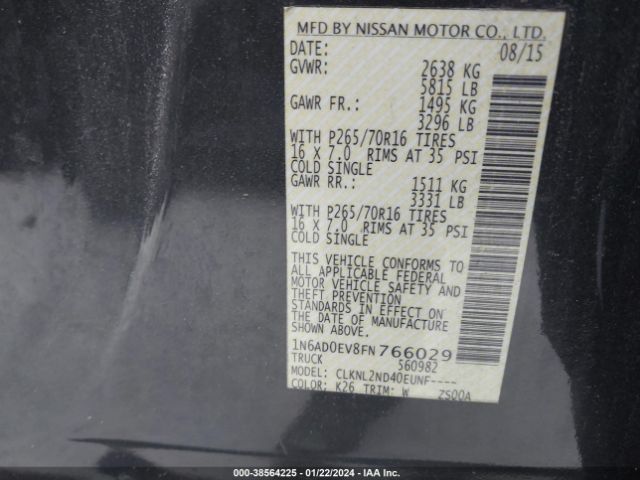 Photo 8 VIN: 1N6AD0EV8FN766029 - NISSAN FRONTIER 