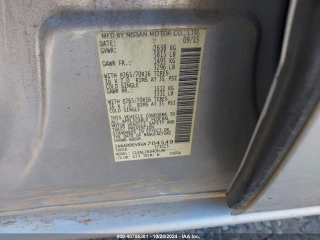 Photo 8 VIN: 1N6AD0EV8GN704549 - NISSAN FRONTIER 