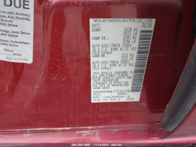 Photo 8 VIN: 1N6AD0EV8GN733176 - NISSAN FRONTIER 