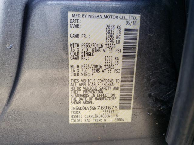 Photo 9 VIN: 1N6AD0EV8GN769675 - NISSAN FRONTIER S 