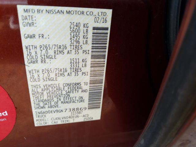 Photo 9 VIN: 1N6AD0EV9GN738869 - NISSAN FRONTIER S 