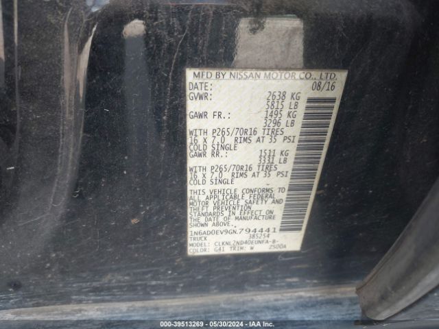 Photo 8 VIN: 1N6AD0EV9GN794441 - NISSAN FRONTIER 