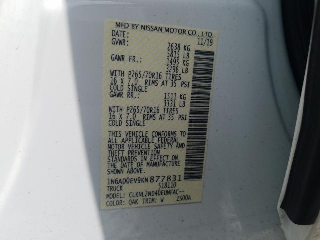 Photo 9 VIN: 1N6AD0EV9KN877831 - NISSAN FRONTIER S 