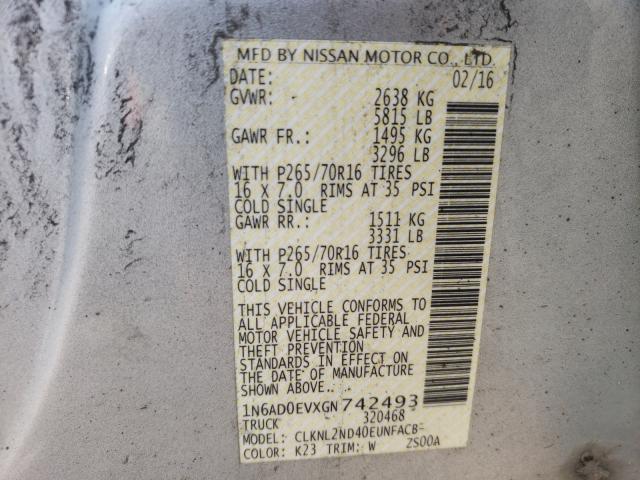 Photo 9 VIN: 1N6AD0EVXGN742493 - NISSAN FRONTIER S 