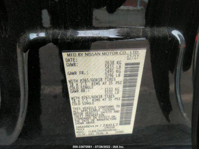 Photo 8 VIN: 1N6AD0EVXJN726012 - NISSAN FRONTIER 