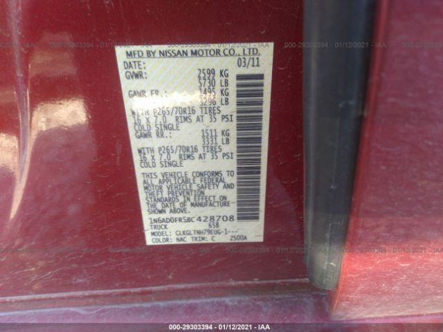 Photo 8 VIN: 1N6AD0FR5BC428708 - NISSAN FRONTIER 