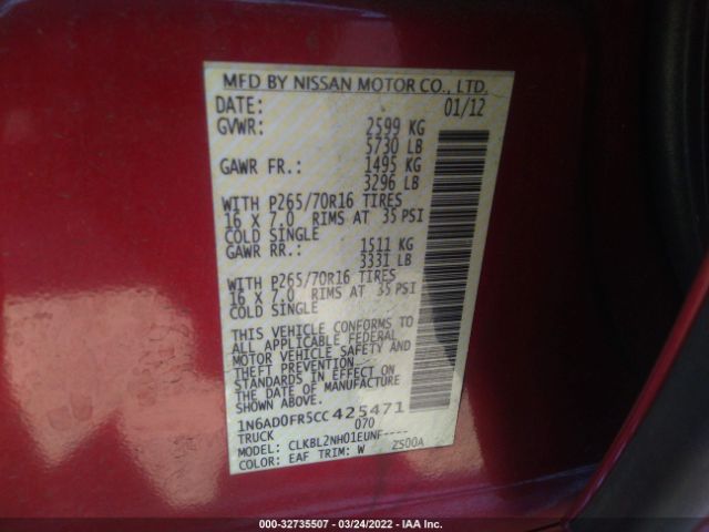 Photo 8 VIN: 1N6AD0FR5CC425471 - NISSAN FRONTIER 