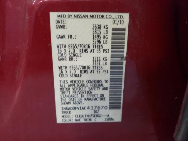 Photo 9 VIN: 1N6AD0FV1AC417670 - NISSAN FRONTIER C 