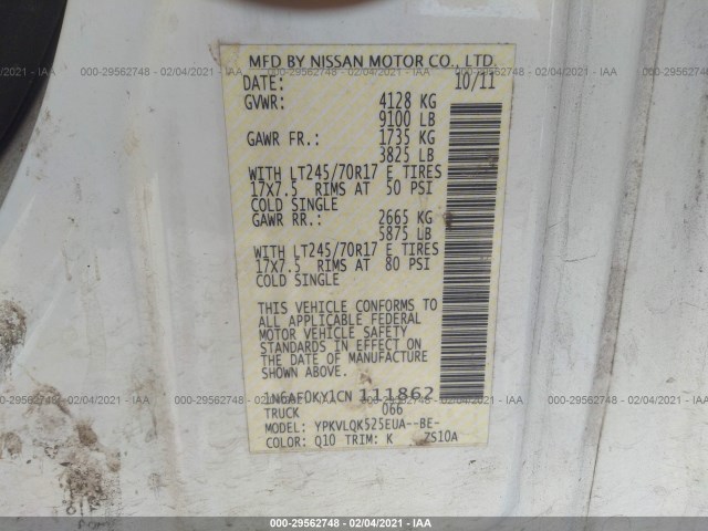 Photo 8 VIN: 1N6AF0KY1CN111862 - NISSAN NV 