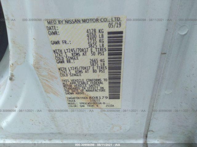 Photo 8 VIN: 1N6AF0KY4KN808179 - NISSAN NV CARGO 