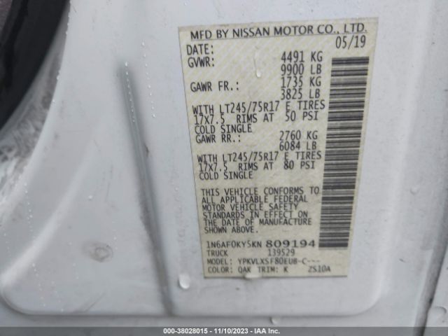 Photo 8 VIN: 1N6AF0KY5KN809194 - NISSAN NV CARGO NV3500 HD 