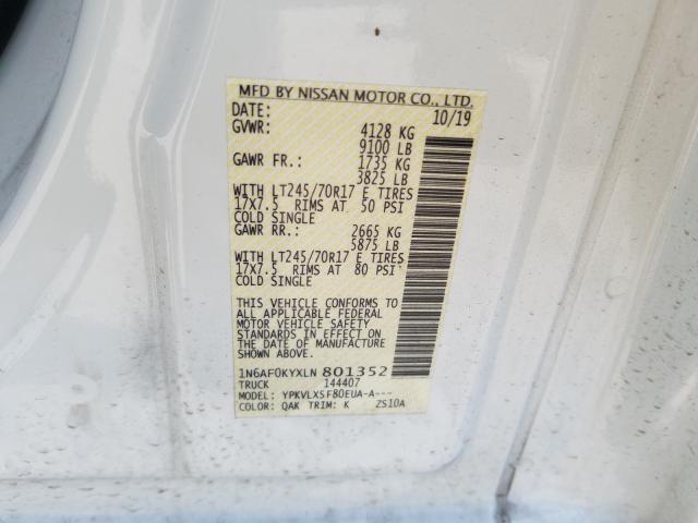 Photo 9 VIN: 1N6AF0KYXLN801352 - NISSAN NV 2500 SV 