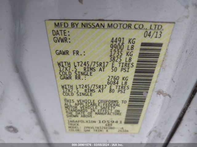 Photo 8 VIN: 1N6AF0LX1DN105941 - NISSAN NV CARGO NV3500 HD 