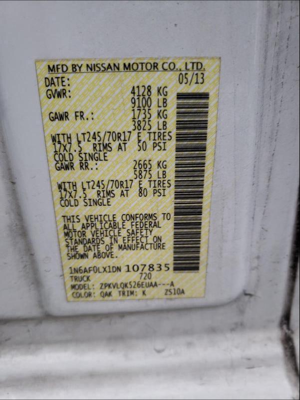 Photo 9 VIN: 1N6AF0LX1DN107835 - NISSAN NV 2500 