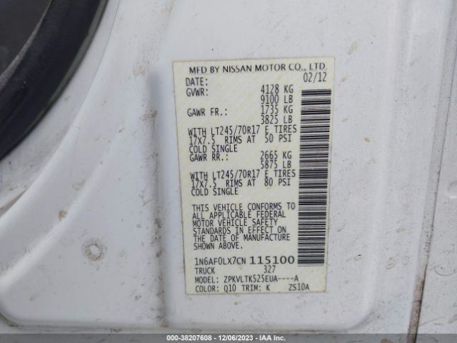 Photo 8 VIN: 1N6AF0LX7CN115100 - NISSAN NV 2500 