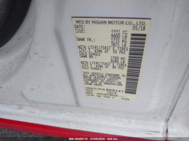 Photo 8 VIN: 1N6AF0LY0JN809147 - NISSAN NV CARGO NV3500 HD 