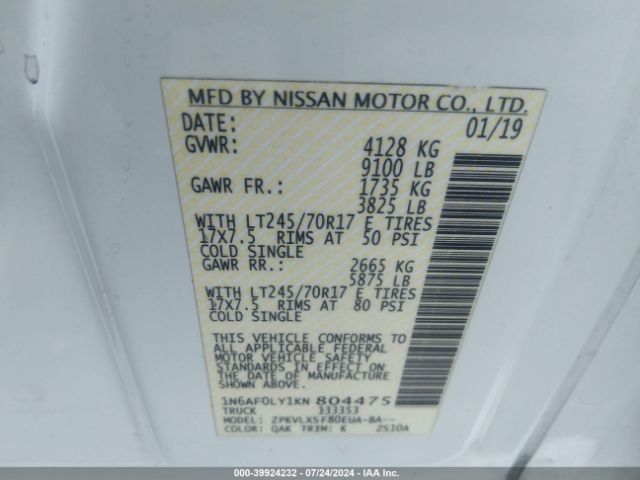 Photo 8 VIN: 1N6AF0LY1KN804475 - NISSAN NV 