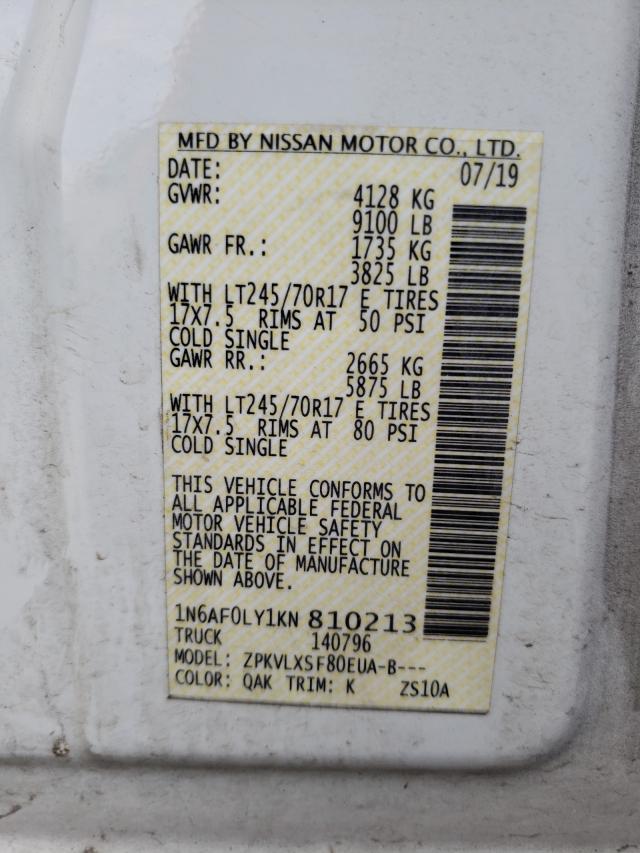 Photo 9 VIN: 1N6AF0LY1KN810213 - NISSAN NV 2500 S 