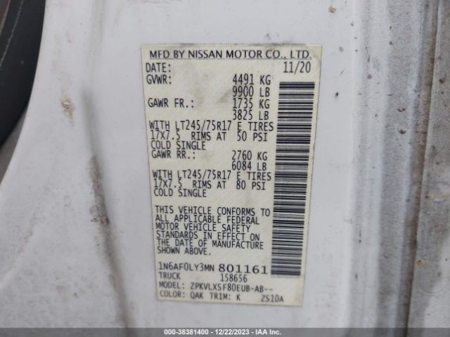 Photo 8 VIN: 1N6AF0LY3MN801161 - NISSAN NV CARGO NV3500 HD 