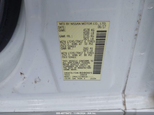 Photo 8 VIN: 1N6AF0LY5HN808005 - NISSAN NV 