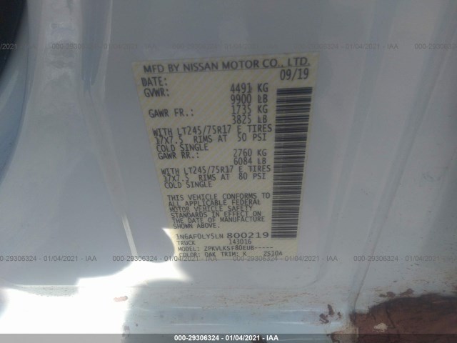 Photo 8 VIN: 1N6AF0LY5LN800219 - NISSAN NV CARGO 