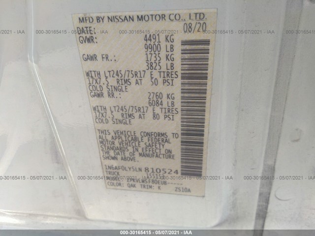 Photo 8 VIN: 1N6AF0LY5LN810524 - NISSAN NV CARGO 