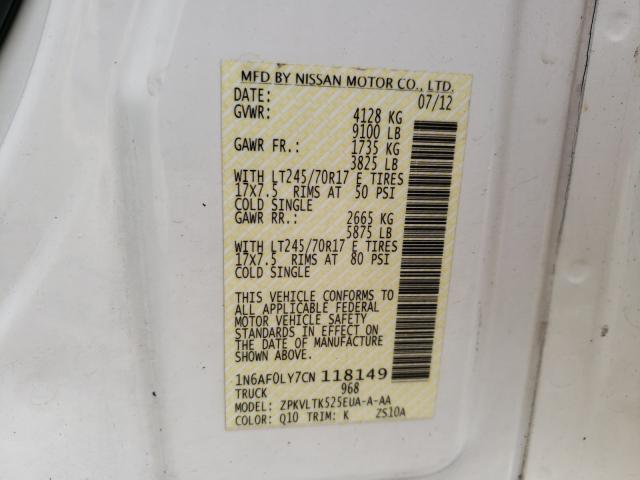 Photo 9 VIN: 1N6AF0LY7CN118149 - NISSAN NV 2500 