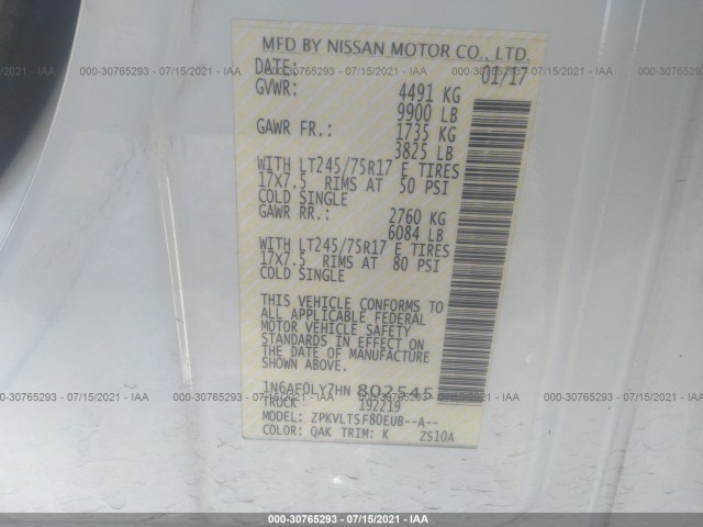 Photo 8 VIN: 1N6AF0LY7HN802545 - NISSAN NV CARGO 