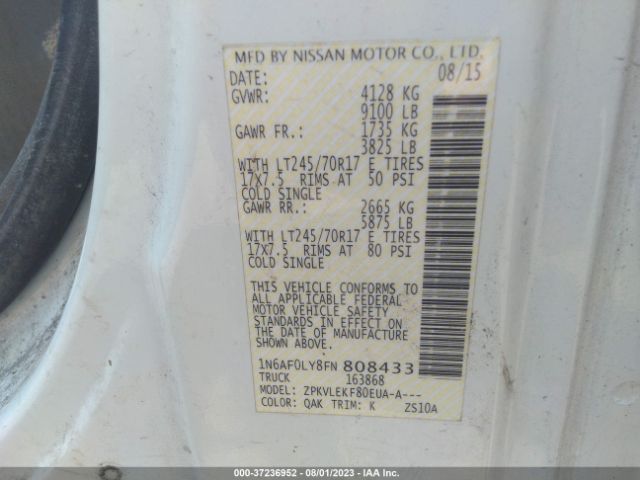 Photo 8 VIN: 1N6AF0LY8FN808433 - NISSAN NV CARGO NV2500 HD 